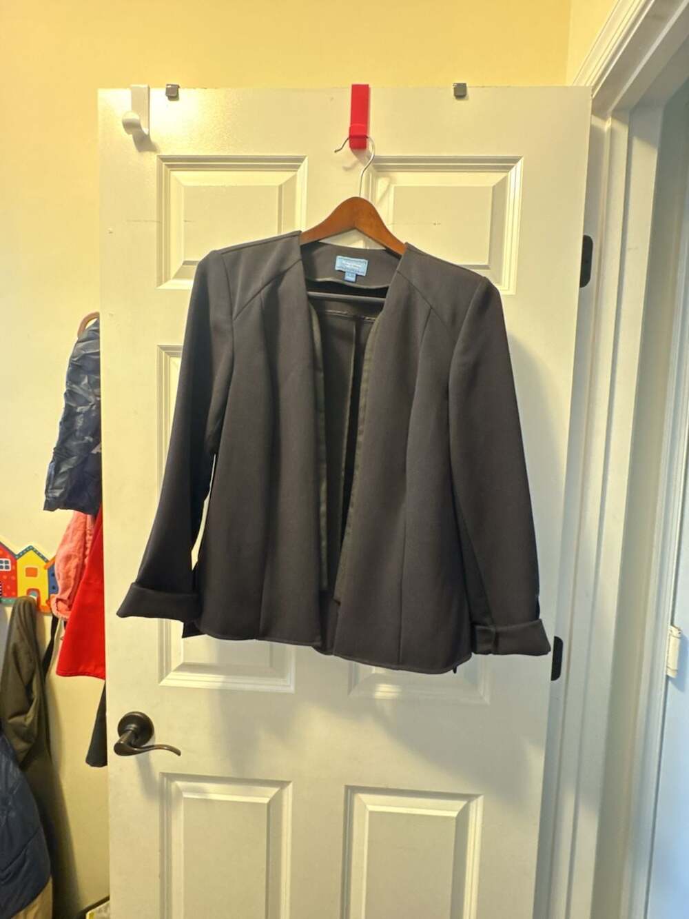 Simply Vera Vera Wang Jacket Size L Black Collarless Blazer